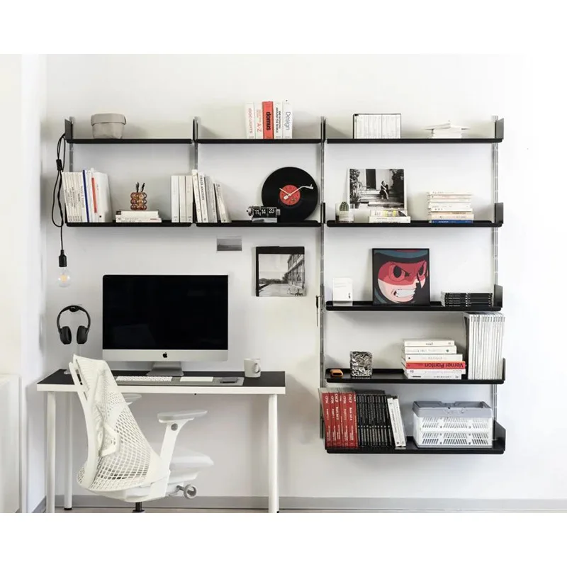 

Wall laminate shelf metal simple invisible bookshelf dining side table storage rack display stand Nordic