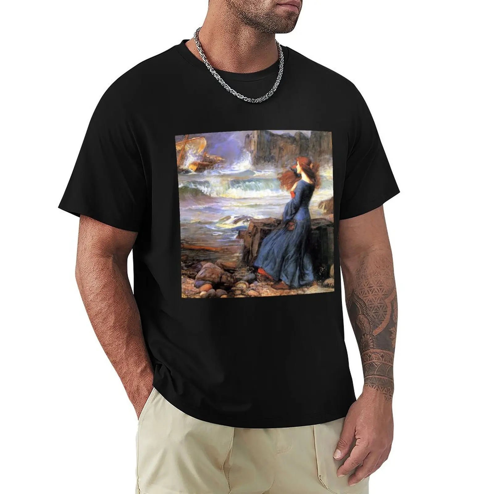 Miranda - The Tempest - John William Waterhouse T-Shirt Plus Size Simple Casual Top