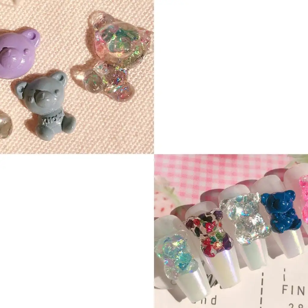 3D Bear Mould Sculpture Stamping Plate Nails Stencils Crystal Epoxy Resin Mold Nail Art Templates Resin Casting Mold