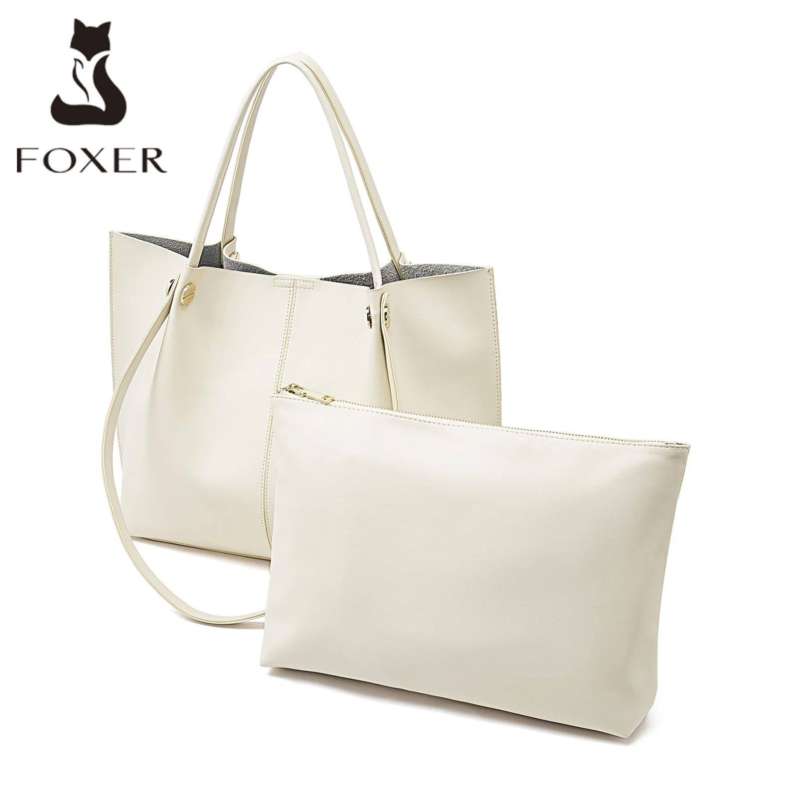 FOXER Women Fashion Handbag Split Leather Shoulder Bag Lady Office Commuter Top Tote Female Luxury Large Capacity Composite Bags