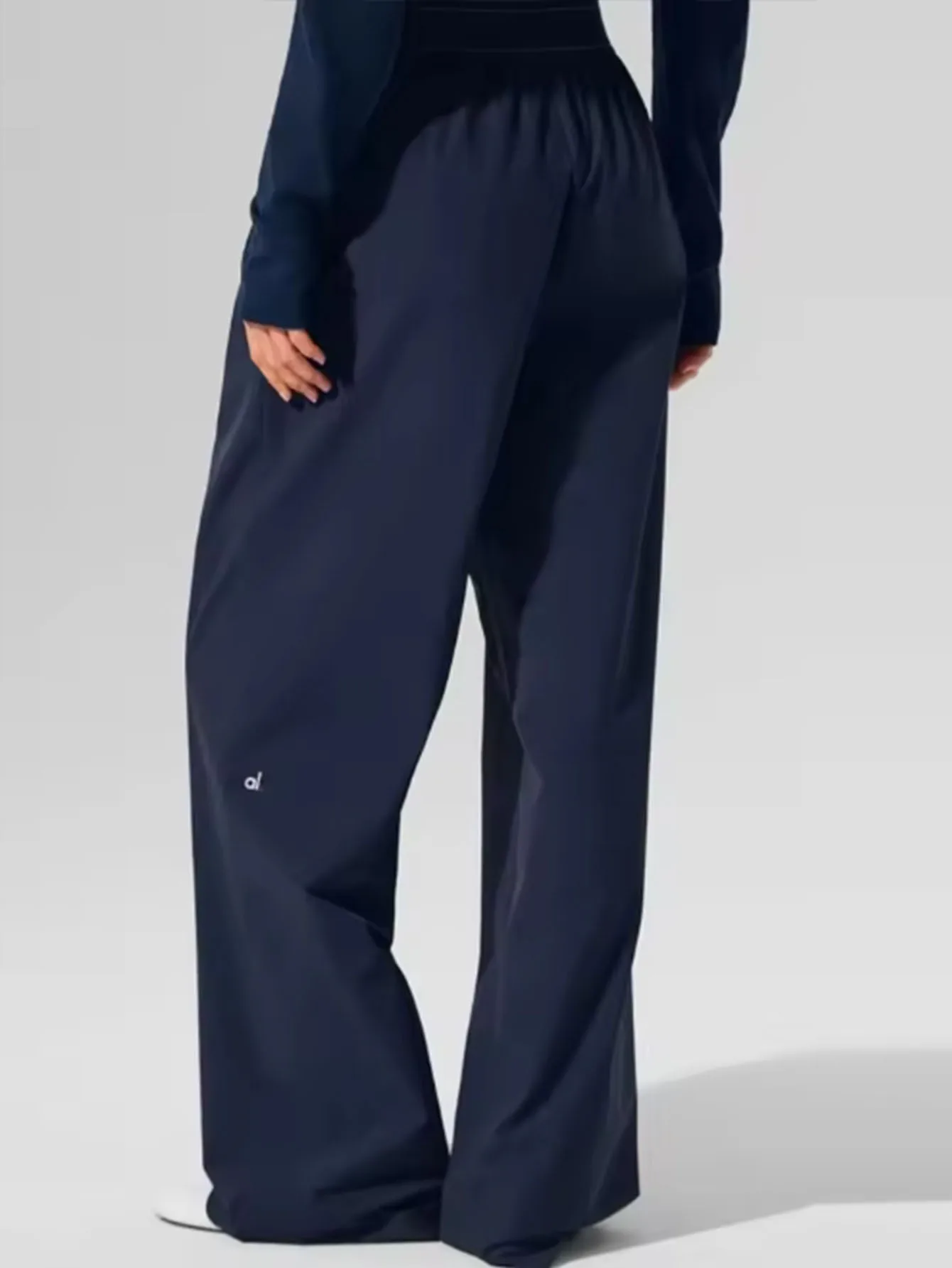 مرونة الخصر الصلبة اللياقة البدنية ركض السراويل النساء اليوغا الرياضة بنطال ذو قصة أرجل واسعة المرأة رقيقة عادية فضفاض الأزرق الداكن فضفاض Sweatpants