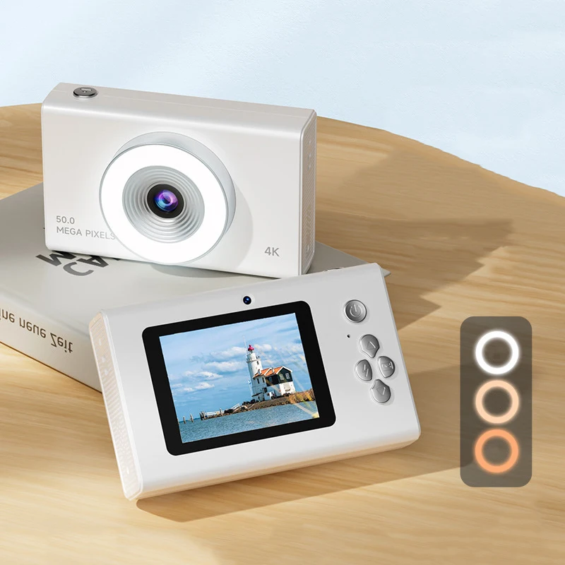 Цифровая камера 4K CCD с заполняющей подсветкой, 50 миллионов пикселей, ретро-камера с автофокусом для студентов, путешествий, 2,4-дюймовый экран Type-C