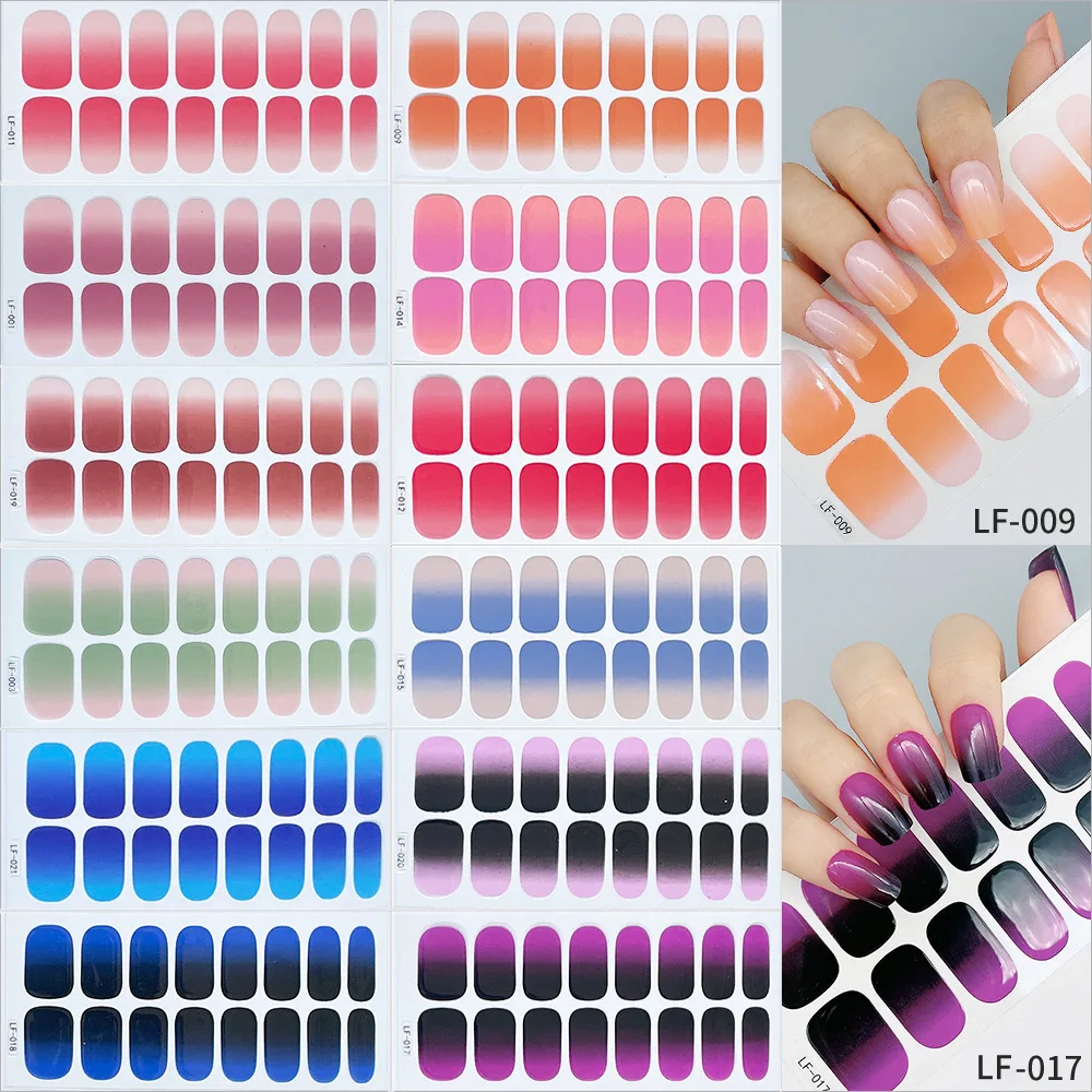 Nieuwe 16-vinger geleidelijke verandering Nail Art Sticker volledige sticker kleine frisse eenvoudige set nagelsticker Spot nageldecoratie Suncatcher