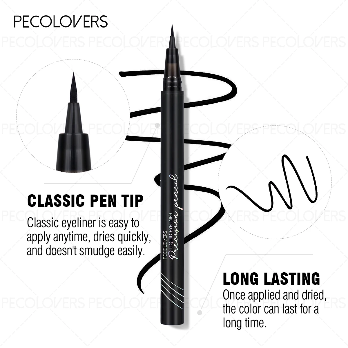 5PCS Anti-smudge, Rich Colors, Easy To Remove Makeup, Silky, Quick Drying, Black Liquid Eyeliner Pen, Ideal Holiday Gift Series