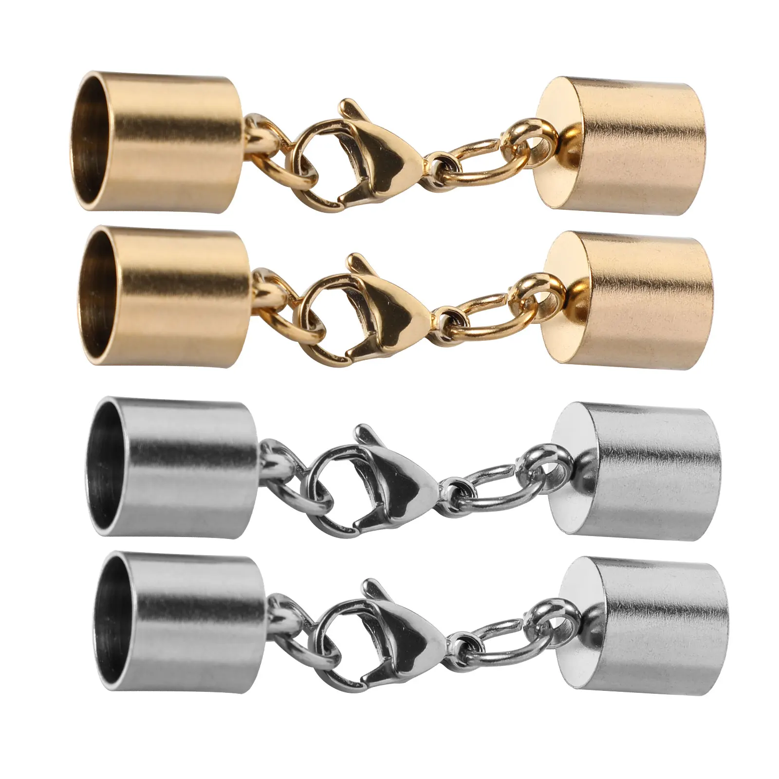 

4 Pcs Stainless Steel Cord Buckle for Bracelets Necklace DIY Jewelry Accessories Clasp Connecting Buckle
