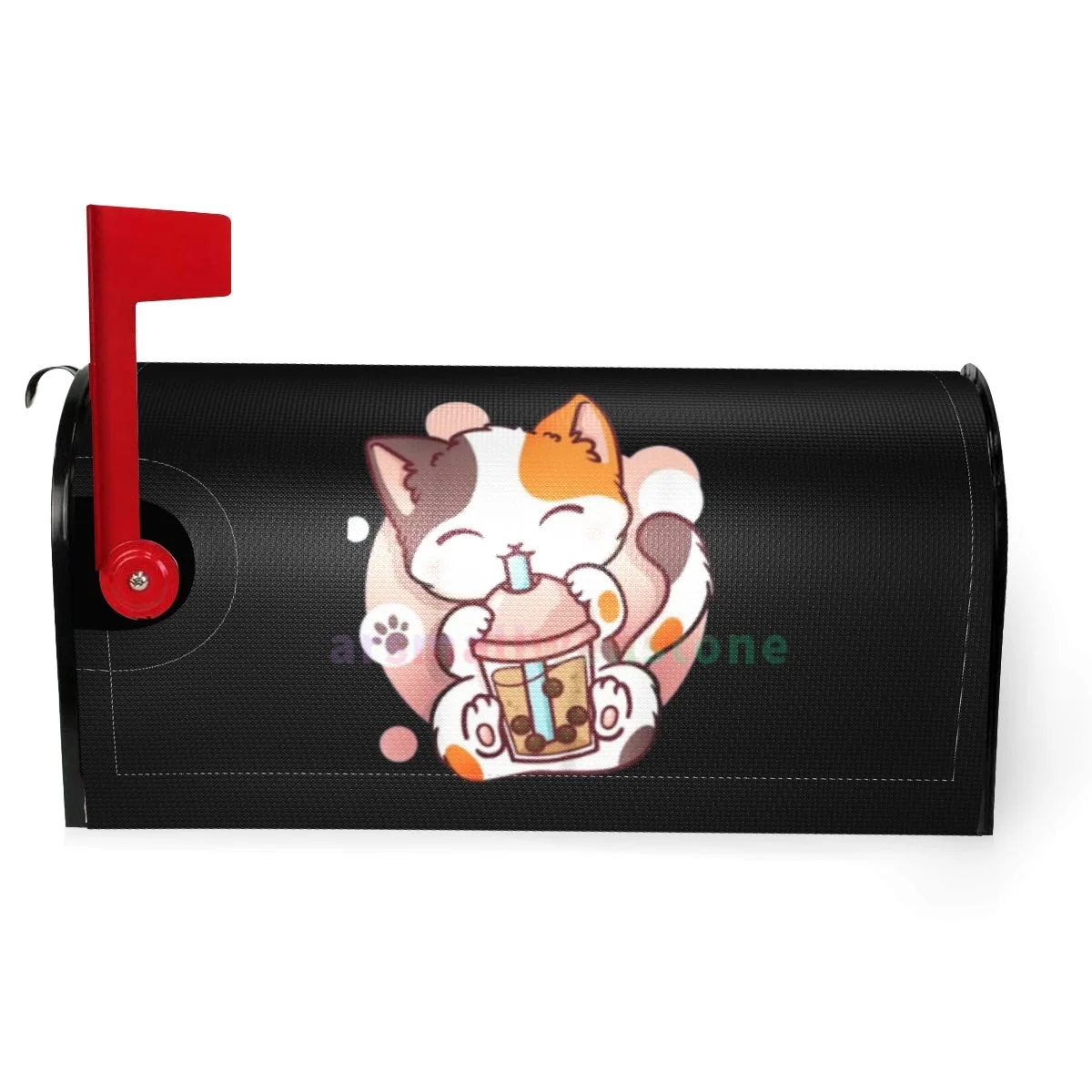 Cat Boba Tea Mailbox Cover Wrap Standard Size Welcome Home Garden Outdoor Decoration Post Letter Box Cover