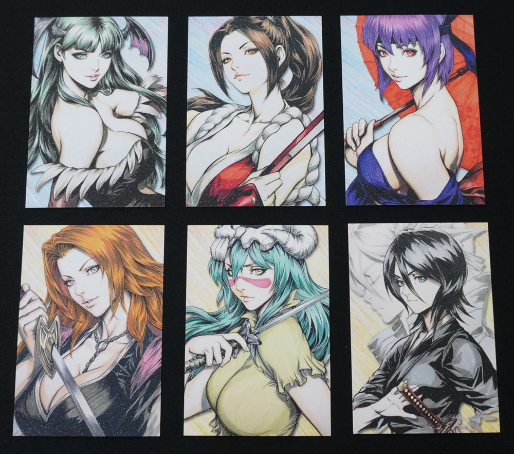 40pcs/set MAG Female Characters Portrait Paper Cards Classic Popular Manga Anime Games Girls Frosted Collection Card