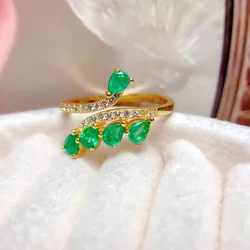 Natural Columbia Emerald Ring 925 Sterling Silver Green Gemstone Carrying Certificate Lady Gift