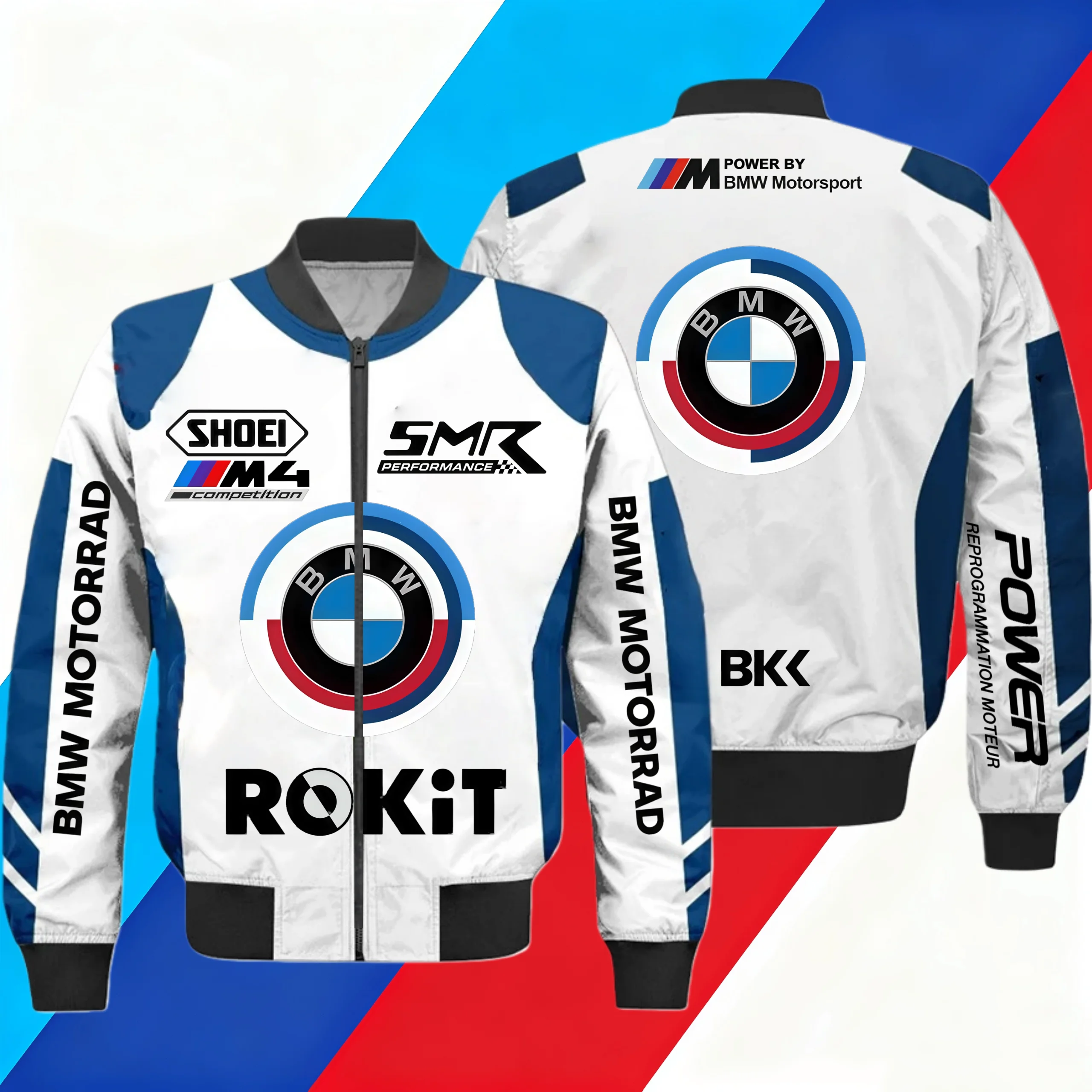 BMW M4 SBK Гоночная куртка SMR ROKiT SHOEI Логотип Графический принт Мужчины Женщины Мотоциклетный вентилятор Осень 2025 Повседневная уличная одежда На молнии Верхняя одежда