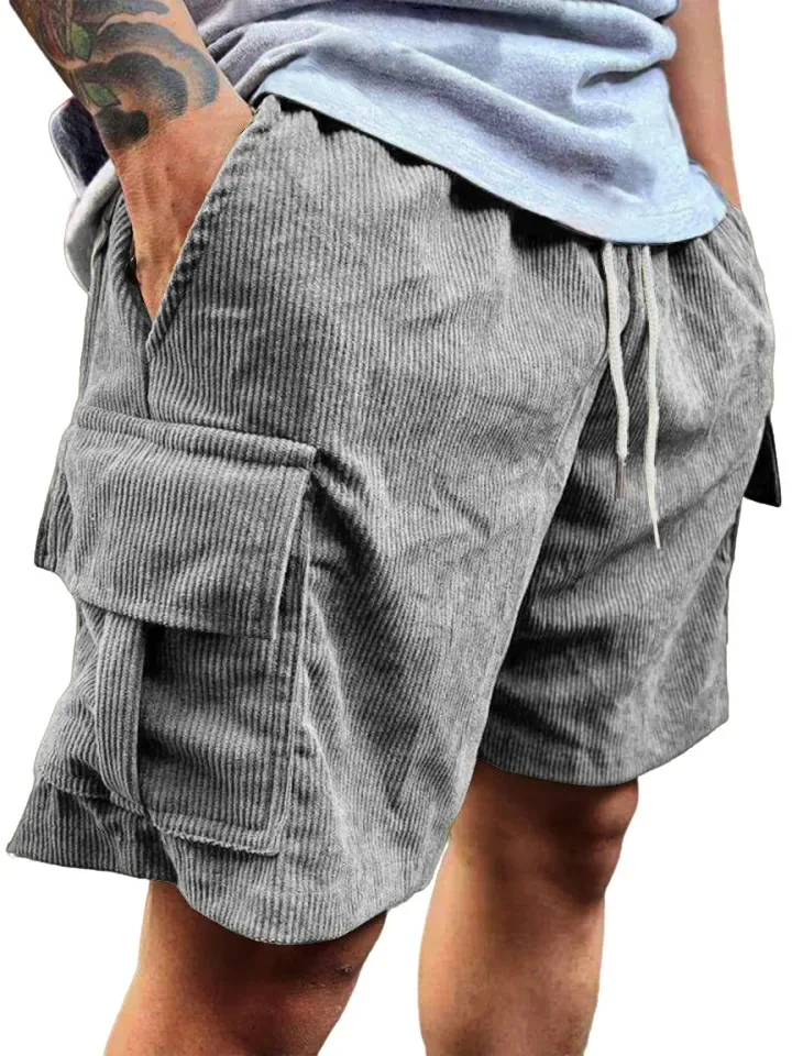 Men's Corduroy Shorts 2026 Summer New American Retro Casual Multi-Pocket Shorts Breathable Short Pants For Daily Outdoor