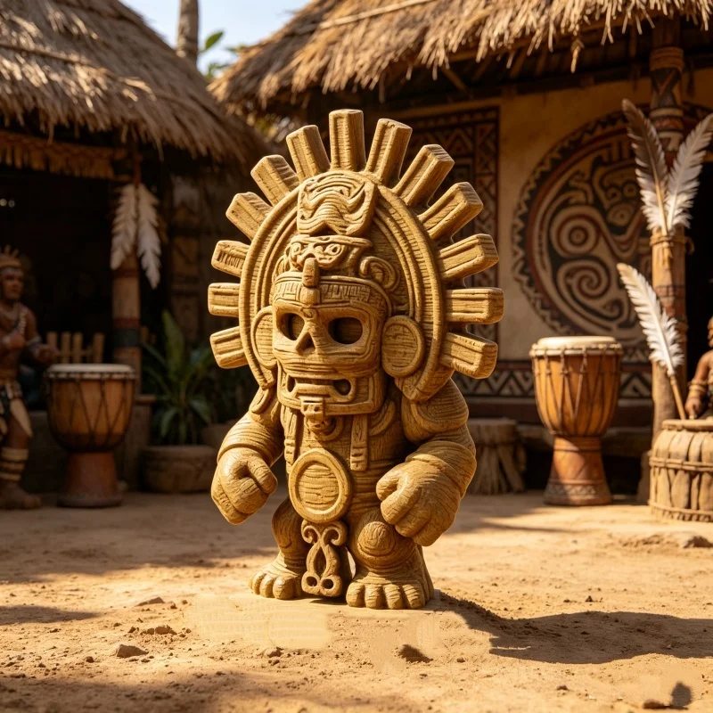 3D Printed Tribal Warrior Ethnic Totem Art Sculpture Creative Desktop Figurine Home Decor Mini Car Interior Ornament Craft Gift