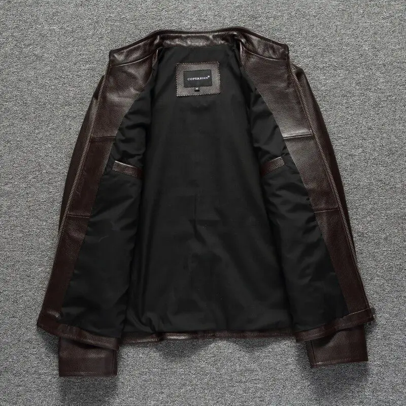 Streetwear Real Leather Jacket Men Casual Genuine Cowhide Coats 6XL Slim Motorcycle Jacket Men's Clothing Кожаная Куртка - view 2