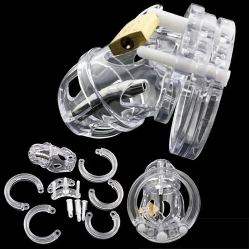 Male Plastic Penis Cage Metal Urethral Catheter Tube Cock  Chastity Device Cage Erotic Sex Product Toy for Men BDSM