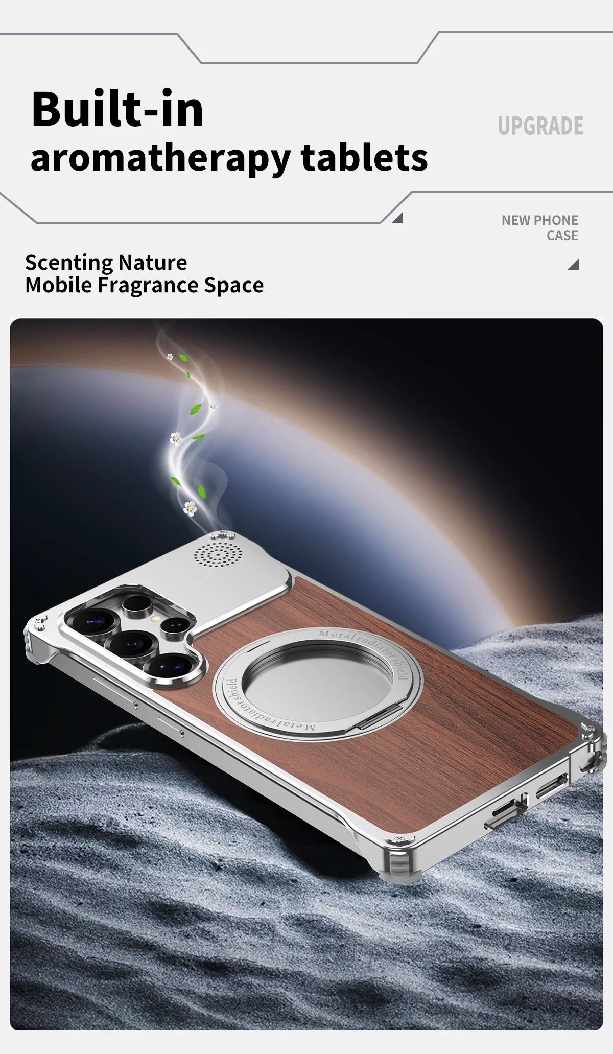 

360° Rotatingt Metal Walnut Wood Phone Case For Samsung Galaxy S25 Ultra Magnetic Wireless Charging Shockproof Back Cover