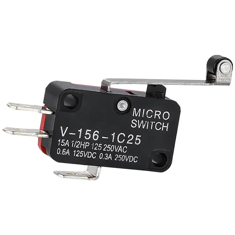 10PCS Microswitch Long Lever AC 250V 15A V-156-1C25 SPDT Roller Lever Micro Switch