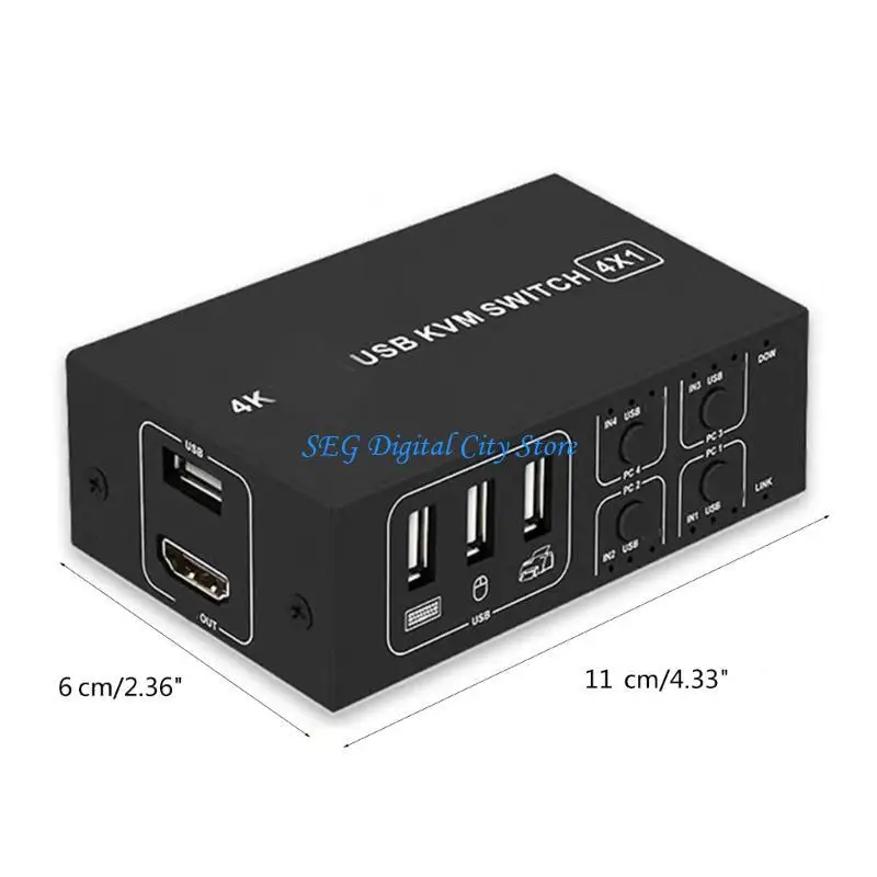 U75B KVM Switcher 4x1 4K 60HZ USB Switcher Selector 4 in 1 dengan USB Hub Desktop