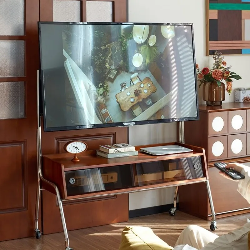 

Small apartment living room bedroom floor removable monitor TV rack Nordic