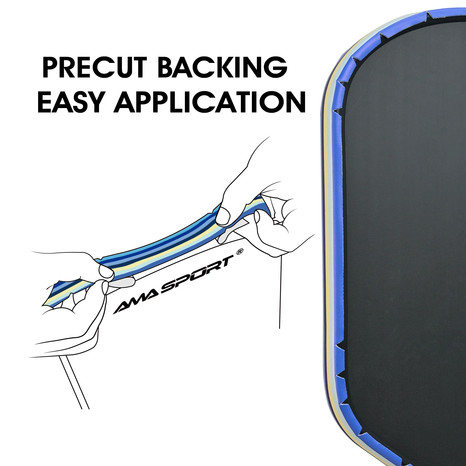

AMA SPORT Curved Fit Pickleball Paddle Edge Guard Tape Universal Protective Accessory for All Thickness Padel Edges
