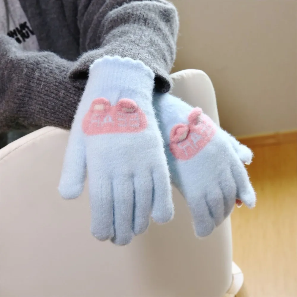 Gloves Winter warm kids girl gloves Autumn knit touch screen glove child Winter gloves Autumn and winter cycling gloves