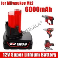 12V 6Ah Li-ion Battery for Milwaukee 12V Tools M12 12V M12B6 XC 6.0Ah Cordless Drill Lithium-Ion Batteries 48-11-2402