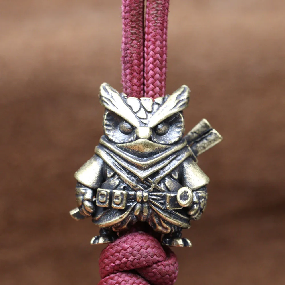 Ninja Owl Brass Knife Beads Warrior EDC DIY Paracord Woven Bracelets Lanyard Pendants Accessories Outdoor Tool Hangings Charms