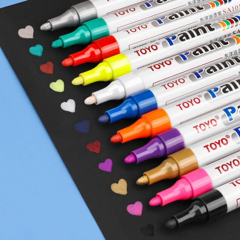 Colorful Permanent Paint Marker 9/1 Pcs Waterproof Markers DIY Graffiti Sketching Paint Pens For Tire Tread Rubber Metal Rock
