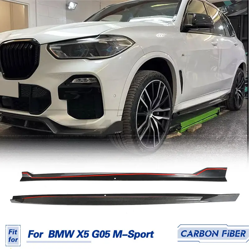 Car Side Skirts Extensions Carbon Fiber for BMW X5 G05 M-Sport Utility 4-Door 2019 2020 Racing Door Bumper Apron Lip Body Kits