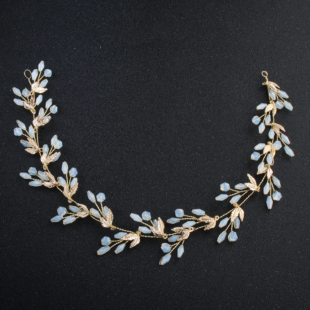 Women Leaf Bride Hair Vine Pearl Wedding Flower Headband Crystal Beads Bridesmaid Headdress Bridal Headpiece Hair Jewelry image 5