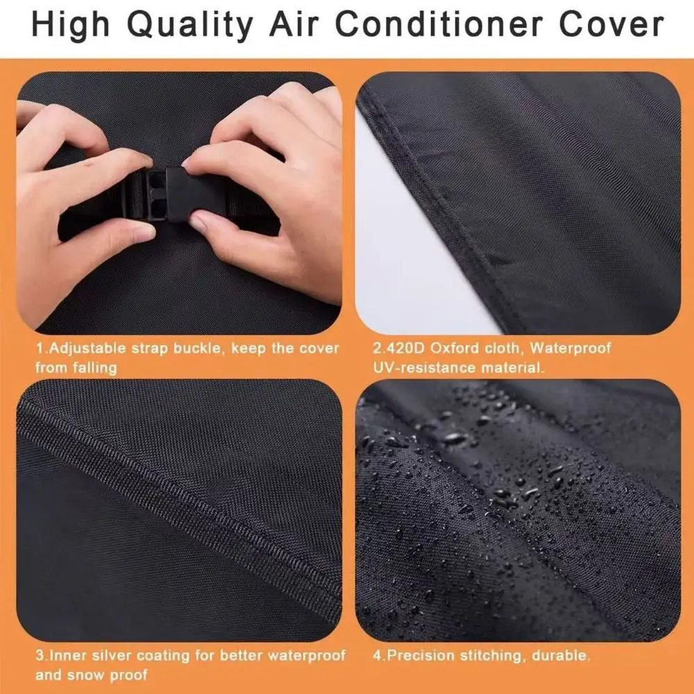 Waterproof Oxford Cloth Air Conditioner Cover Sun Proof 600D Outdoor AC Cover Foldable Weather Resistant Condenser Cover Outdoor