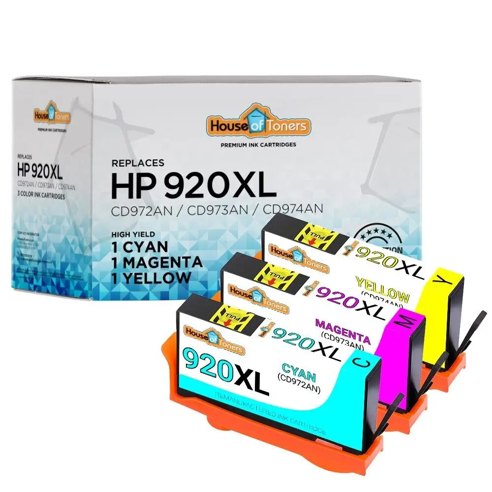 3PK #920XL CMY Cartridges CD9742AN CD973AN CD974AN for HP Officejet 7000 7500