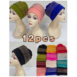 1 Dozen High Quality Newest Elegant Turban Hats Women Cap Beaded For India  Scarfs Head Wrap Headband Girl Hair Accessories Lady