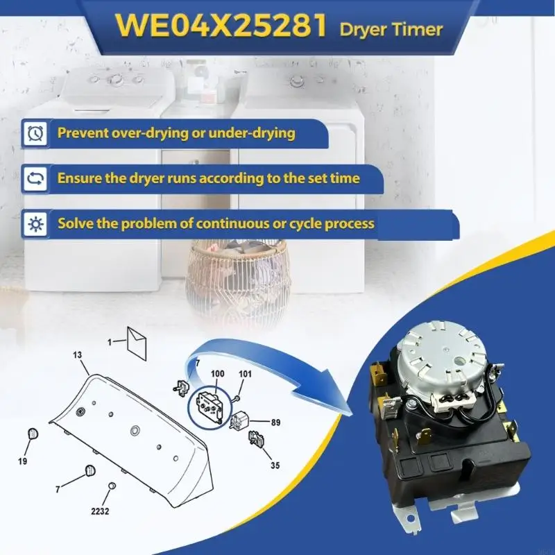 M6CB WE04X25281 Precise Dryer Machine Timer Replacement for Quick Installation