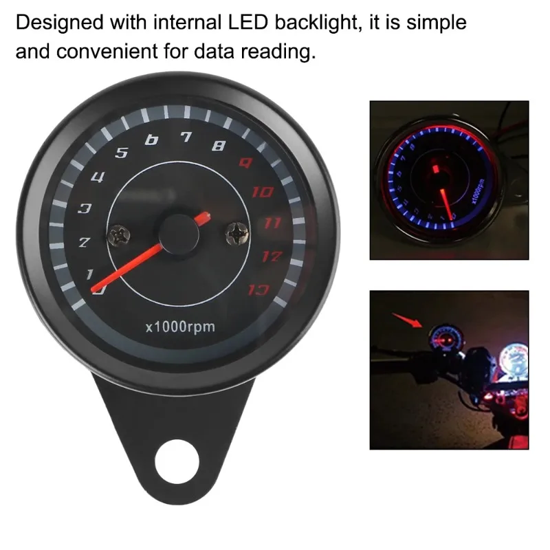 Auto Gauge Motobike Accessory Machinery Motorcycle Speedometer With LED Light Moto Parts Universal Tachometer Modified Odometer
