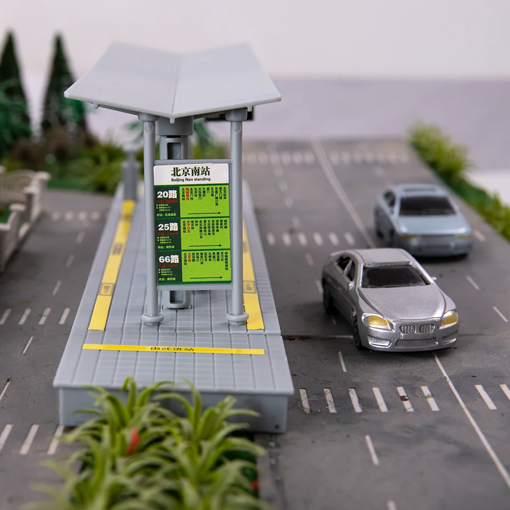 29*5.3*7.2cm Simulation Railway Platform Bus Stop Bus Station DIY Model Making Assembled Plastic Toys Kids\' Birthday Gift 1Set