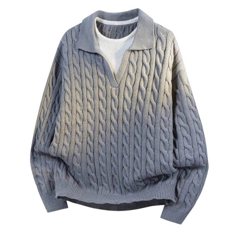 

Autumn Winter Korean Fashion Men's V-Neck Sweater Inner Wear Striped Pullover Outerwear Knitted Jacket Youth Streetwear Sweaters