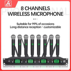 KATELEIYU UHF high-quality eight-channel handheld professional wireless microphone system stage performance dynamics