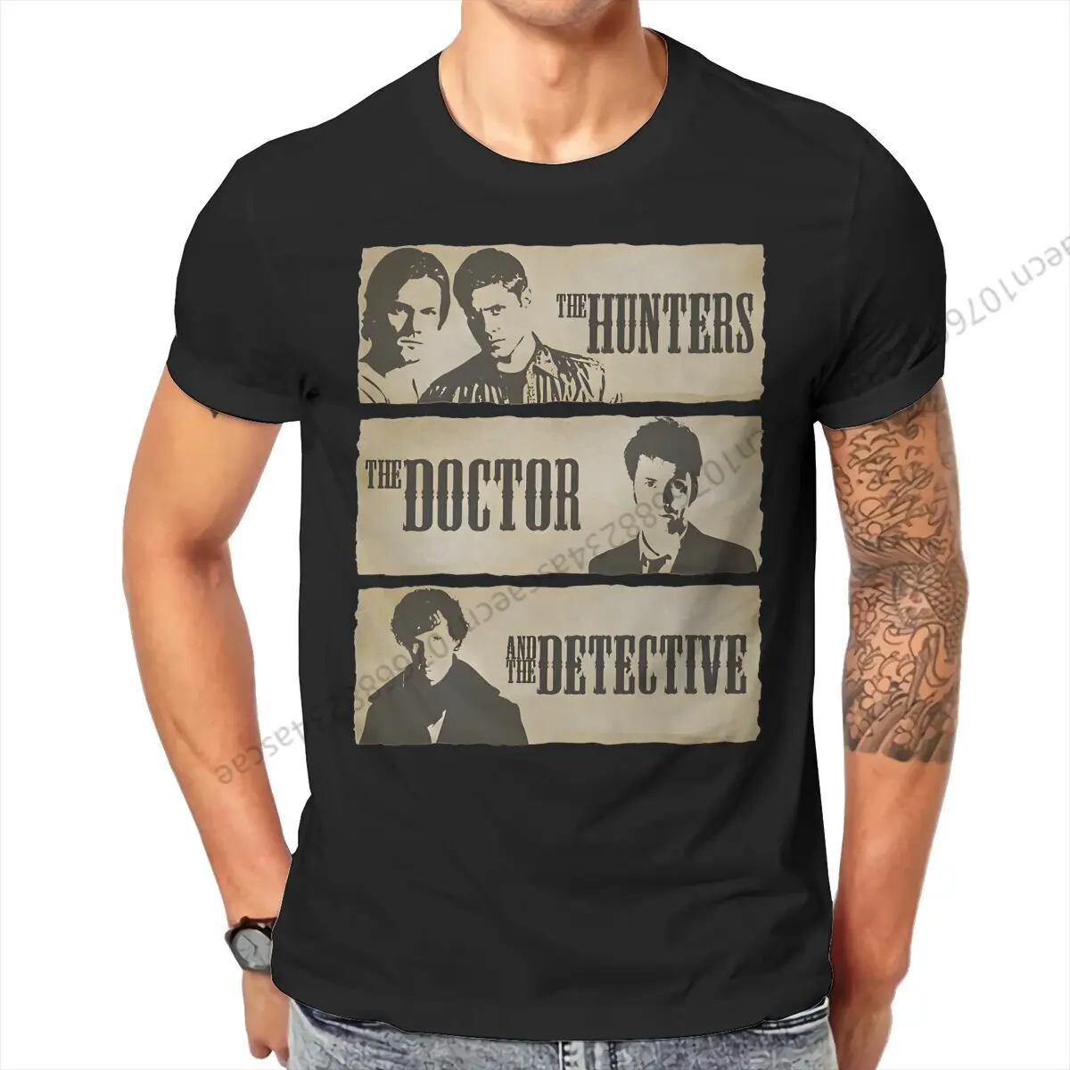 Supernatural The Hunters The Doctor The Detective Tshirt Graphic Men Tops Vintage Summer Cotton Short Sleeve T Shirt