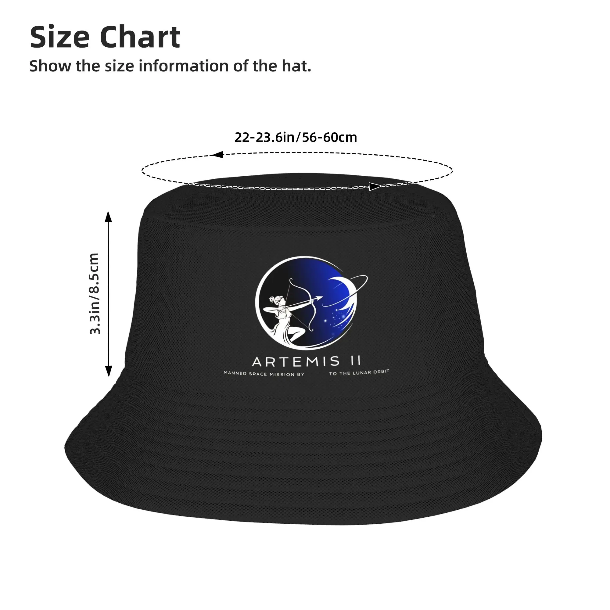 Artemis II  Manned Mission Moon Goddess Celestial Bucket Hat For Men Women Fisherman Hats Portable Street Style Pattern Sun Hats