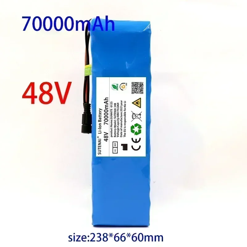 48v70ah 1000W 13s3p 48V 18650 Li ion battery pack for 54.6V E-bike scooter with BMS + 54.6V CHARGER + backup battery