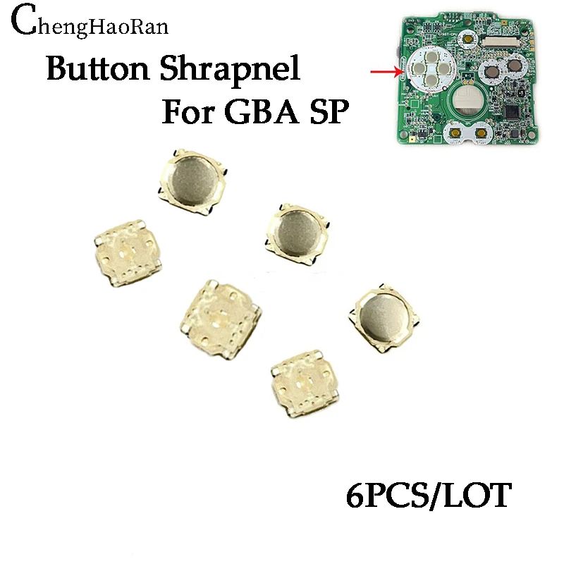 ChengHaoRan 1set For GBA SP Game Console Motherboard Button Pot Piece Function Button Board Spring Piece 6 Pieces Per Set