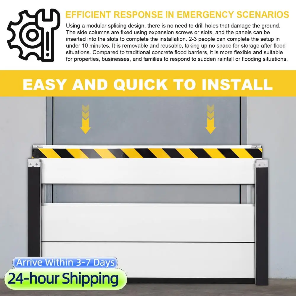 

Aluminum Detachable Reusable Flood Control Baffle for Garage Door Home Basement Removable Temporary Flood Door 48.03x23.62in