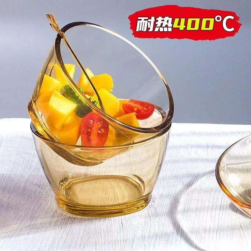 C6-9 high-value glass bowl heat-resistant and anti-scalding high temperature household rice bowl can be heated in microwave