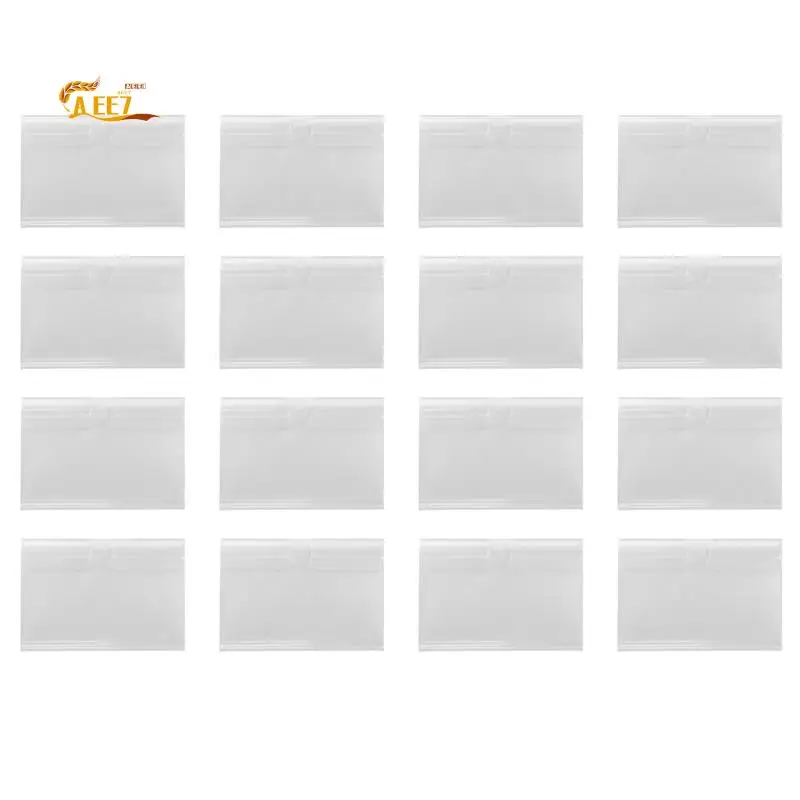 

AEE7-100Pcs Clear Plastic Label Holders For Wire Shelf Retail Price Label Holders Merchandise Sign Display Holder (6 X 4 Cm)
