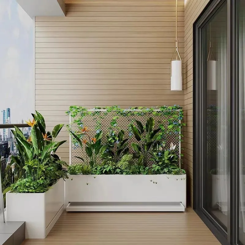 Stainless steel flower pot tray, water tray, indoor and outdoor balcony flower box, roof terrace planting box, courtyard