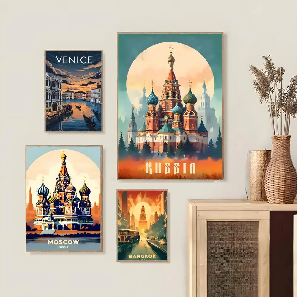 ملصق مدينة السفر الحديثة لغرفة النوم وغرفة المعيشة والدراسة وما بعد ذلك ديكور ذاتي اللصق + هدية مثالية