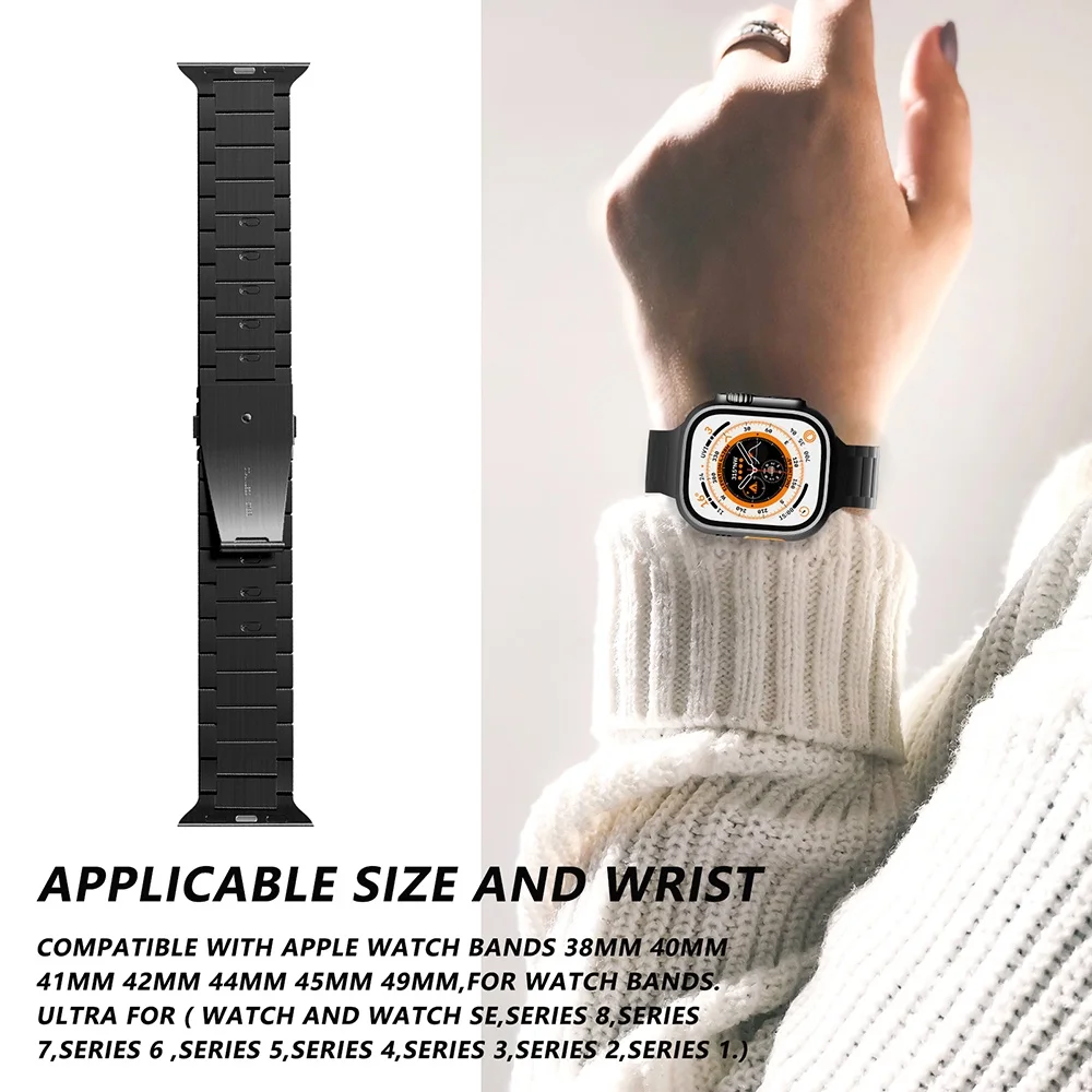 Stainless Steel Strap for Apple Watch band 44mm 45mm 38-42-40mm-41mm Metal link Bracelet iWatch series 8 7 6 5 4 3 se Ultra 49mm