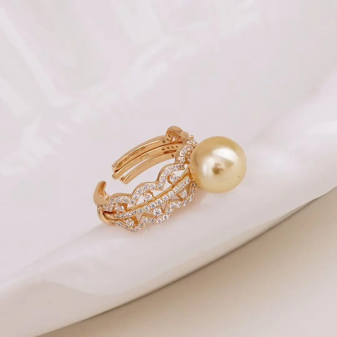 S925 Sterling Silver Adjustable Finger Ring Mountings Base Setting Findings Jewelry Components for 9-10mm Pearls 3pcs/lot