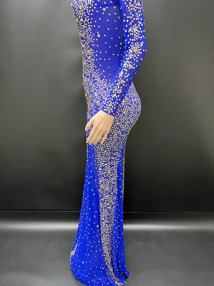 PMurcia-Jupe longue élastique en mousseline de soie pour femmes, diamant, nœud, maille sexy, vêtements personnalisés à la mode, haute qualité, chaud, nouveau, 2024