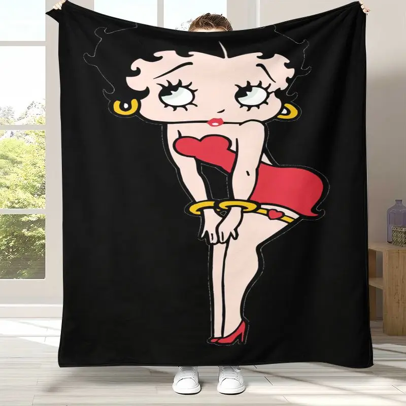 Cute B-Betty Girl B-Boop Cartoon Soft Flannel Throw Blanket,Cozy Blanket for Bed,Sofa,Living Room,Picnic,Camping,Home Decor,Gift