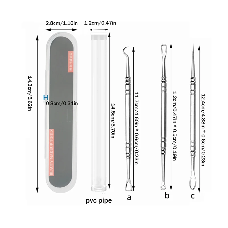 Agujas de acero inoxidable para eliminación de espinillas y acné, herramienta de limpieza profunda, Kit de cuidado de la piel facial